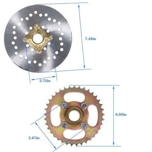 For Go Kart Rear Live Axle Kit, Brake Assembly,Sprocket & Hub,Hub Drift Trike