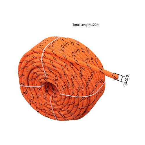 48 Stranded Braided Rope 3/8"×120' Orange Black Breaking Strength 3430 Pounds