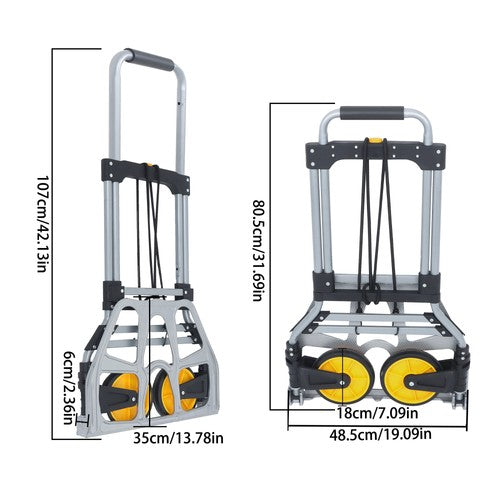 264Lb Capacity Alloy Steel Folding Trolley Heavy-Duty Luggage Trolley Cart