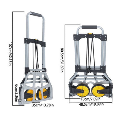 264Lb Capacity Alloy Steel Folding Trolley Heavy-Duty Luggage Trolley Cart