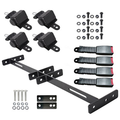 New 4 Retractable Seat Belts and Bracket Kit For EZGO Yamaha Club Car Golf Cart