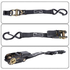 4 Pack Steel Ratchet Strap Black Fracture Strength 2200lbs 1in*15ft S Hooks