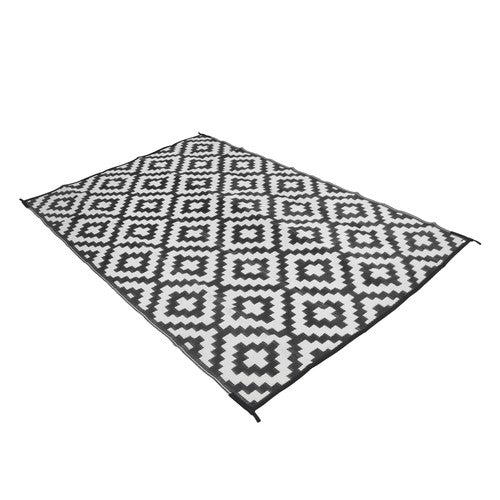 6x9 ft Waterproof Outdoor Rug Outdoor Plastic Straw Rug Carpet Black & White