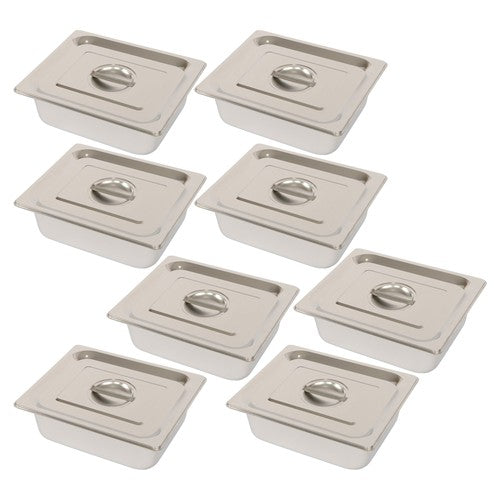 Restaurant Steam Table Pans 8 Pack 1/2 Size 4 Inch Deep Thickened with Lid