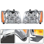 Chrome New For Chevy Avalanche/Suburban/Tahoe 2007-2014 Halogen Pair Headlights
