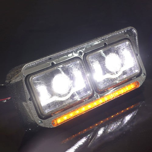 [Full LED] For 81-19 Peterbilt Western Star Dual Halo Ring Projector Headlights