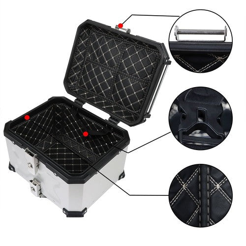 Motorcycle Aluminum Trunk Rear Top Case Luggage Tour Tail Tool Box Lock 45L NEW