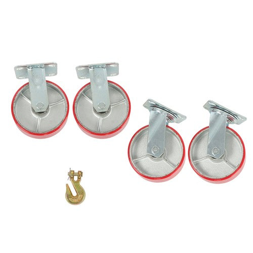 4 Pack Swivel Caster Wheels 6" × 2" Polyurethane 4800Lbs (2 Swivel & 2 Rigid)