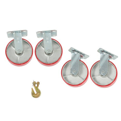 4 Pack Swivel Caster Wheels 6" × 2" Polyurethane 4800Lbs (2 Swivel & 2 Rigid)
