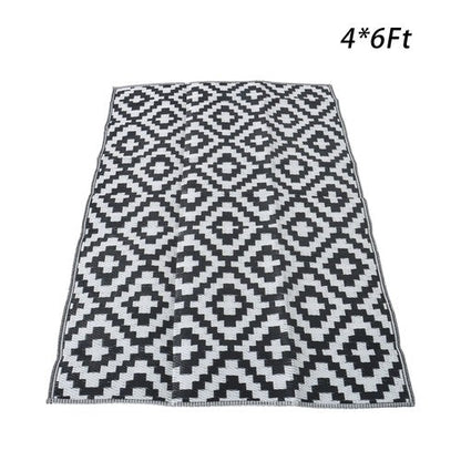 Black & White 4x6FT Waterproof Outdoor Rug Outdoor Carpet For Patio Backyard