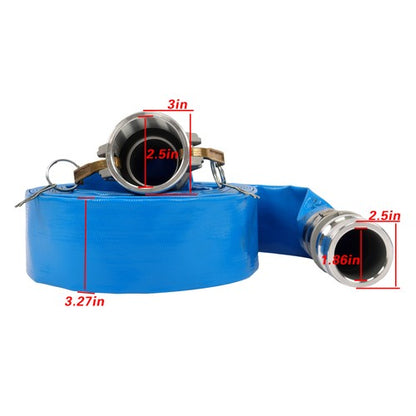 for Swimming Pool 2"x 25FT Irrigation Discharge Hose Reinforced Flat Pool Hose