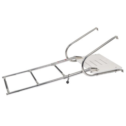 USA 3-step Stainless Steel Ship Ladder With Platform Marine With Telescoping