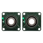 2 × UCF207-20 1-1/4" Bore Pillow Block Flange Bearing 4 Bolt Solid Base