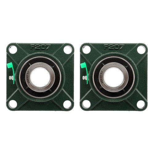 2 × UCF207-20 1-1/4" Bore Pillow Block Flange Bearing 4 Bolt Solid Base