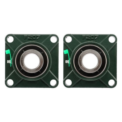 2 × UCF207-20 1-1/4" Bore Pillow Block Flange Bearing 4 Bolt Solid Base