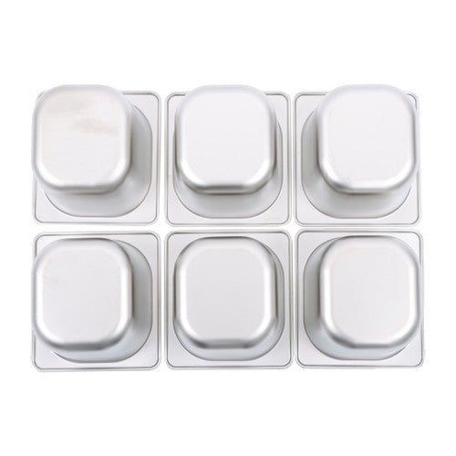 6 Pack 6 Inch Deep Thickened 1/6 Size Stainless Steel Steam Table Pans
