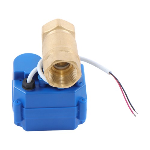 Solid Motorized Ball Valve 3/4in Standard Port Brass 9-24V NC Auto Return