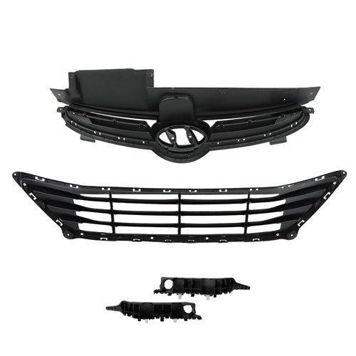 For Hyundai Elantra 2014-2016 Front Upper Lower Grilles And Bumper Brackets Set