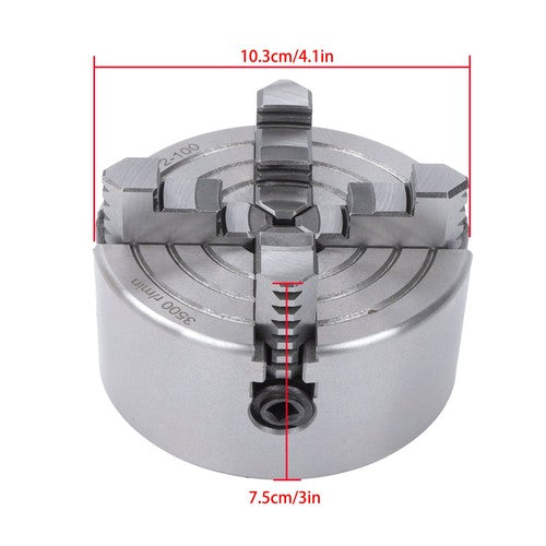 K72-100 4Inch 4-Jaw Metal Lathe Chuck Independent Reversible Jaws Key Handle New