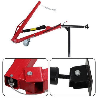 500Lbs Truck Hydraulic Dock Jib Engine Hoist Crane Hitch Mount Red