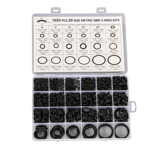 1020Pcs O Ring Kit Nitrile Rubber O Ring Assortment Set 20Size Resist Oil & Heat