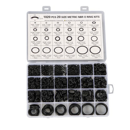 1020Pcs O Ring Kit Nitrile Rubber O Ring Assortment Set 20Size Resist Oil & Heat