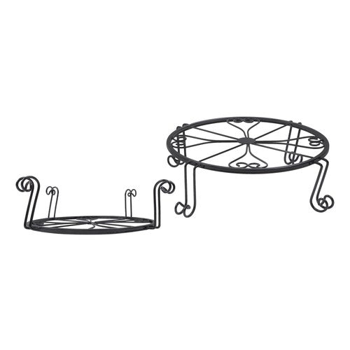 2 Pack 10" 12" Metal Plant Stands Outdoor Indoor Round Pot Stand Rustproof Black