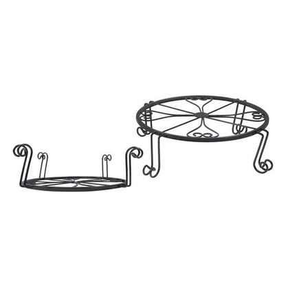2 Pack 10" 12" Metal Plant Stands Outdoor Indoor Round Pot Stand Rustproof Black