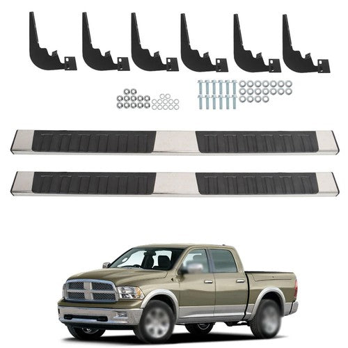 Suit For RAM 1500 Crew Cab 2009-2018 Running Boards Side Steps Left+Right Side