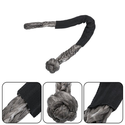 1"×30ft Gray Kinetic Recovery Rope With 2 Soft Shackles Kit 34000lbs Heavy Duty
