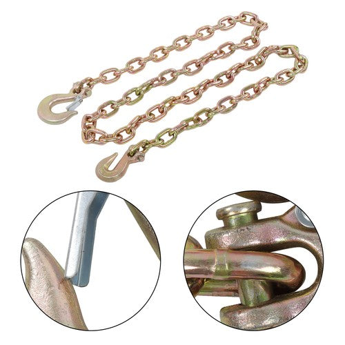 W/Hooks G70 3/8in × 8FT Trailer&Truck Transport Bundle Chain Steel Gold 6600lbs