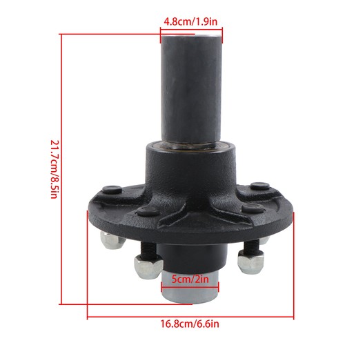 1Pc Pre-Assembled 5 x 5.5" Wheel Hub Kit & Round #84 Spindle, With Bearing Kit