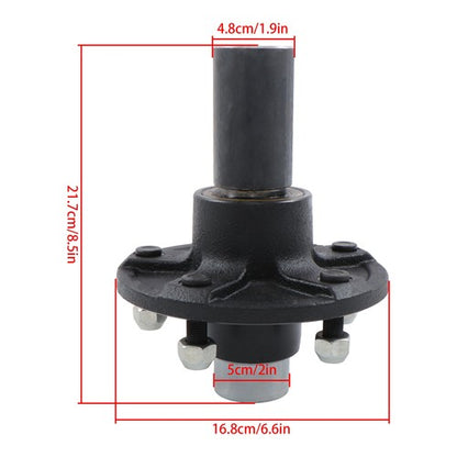 1Pc Pre-Assembled 5 x 5.5" Wheel Hub Kit & Round #84 Spindle, With Bearing Kit