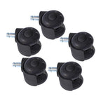 5-piece set 2" Office Chair Rubber Caster Swivel Wheels Black, 360° steering