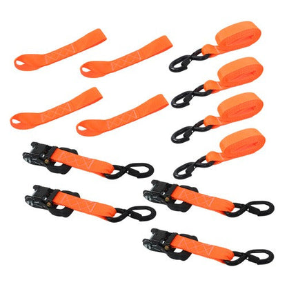 4 Pack Steel Ratchet Strap Fracture Strength 5208lbs 1.6in*8ft with S Hooks