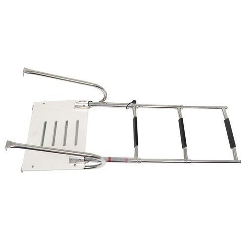 USA 3-step Stainless Steel Ship Ladder With Platform Marine With Telescoping