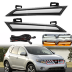 Pair For 2009-2014 Nissan Murano Headlight Reflector Panel W/LED DRL Turn Signal