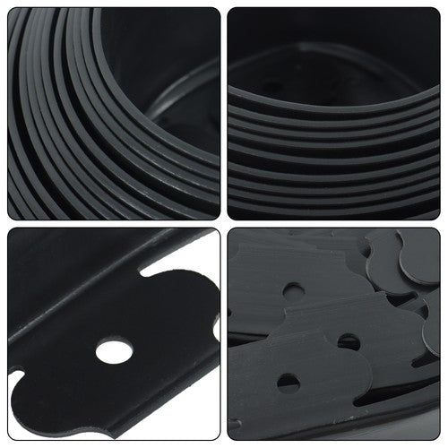 Garden Edge L-shaped 49FT Lawn Grass Stone Isolation Strip 75pcs Anchoring Spik