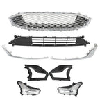 Front Upper + Lower Grill w/ Fog Lights + Chrome Trim For Ford Fusion 2019-2020