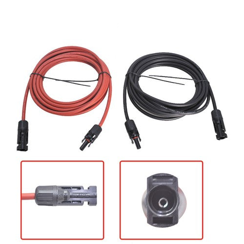 1 Pair 12AWG Black + Red Solar Panel Extension Cable Wire Connector