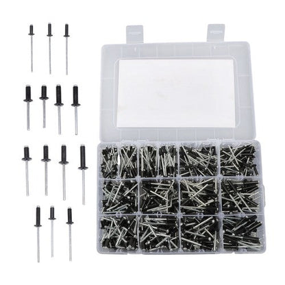 500pcs Aluminum Rivet Kit 14 Sizes Assorted Blind Rivets Storage Case DIY Use