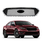 Mesh Front Upper Bumper Grille Plastic Chrome Frame For Ford Taurus 2013-2019