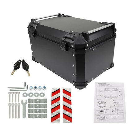 65L Black Motorcycle Tour Tail Box With Security Lock Waterproof Top Case