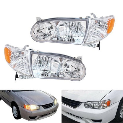 Headlights Replacement w/Corner Fit For Toyota 2001-2002 Corolla L+R Combo Set