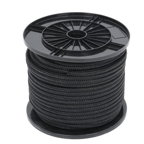 3/8in×250ft Nylon Solid Braid Rope High UV Abrasion Resistance Industrial Black