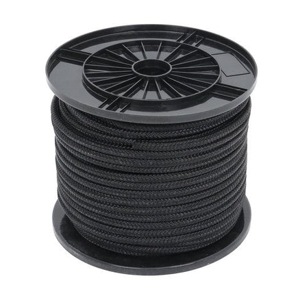 3/8in×250ft Nylon Solid Braid Rope High UV Abrasion Resistance Industrial Black