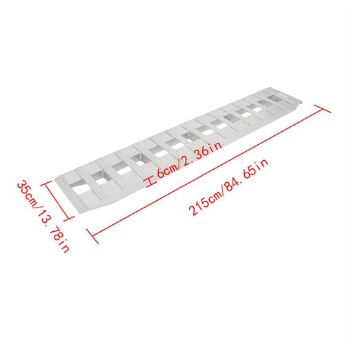 1 Pair 6063 Aluminum Silver 84" × 14" Ramps 6000Lbs Car Trailer Truck Hook End