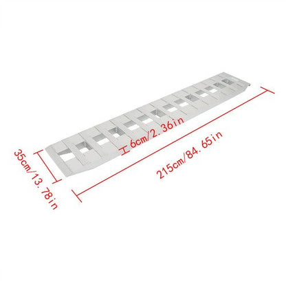 1 Pair 6063 Aluminum Silver 84" × 14" Ramps 6000Lbs Car Trailer Truck Hook End