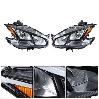 For Nissan Maxima 2009-2014 LH+RH Headlight Headlamps Clear w/Sport Pkg HID Type