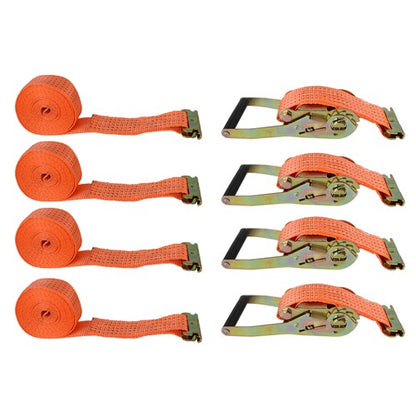 4PCS 15' E Track Ratchet Tie Down Strap Truck Trailer Enclosed Cargo Van Straps